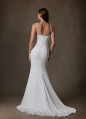 Azazie Naia Diamond White Mermaid Crepe Back Satin Dress diamond_white