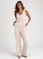 Bamboo Fiber V-Neck Tank Top Pajama Set