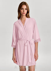 Soft Rayon Lace Trim Bridal Robe