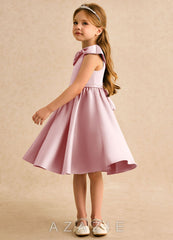 Azazie Acorn Powder Pink A-Line Pleated Matte Satin Dress powder_pink