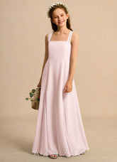 Azazie Tater Girls Formal Blushing Pink A-Line Pleated Chiffon Dress