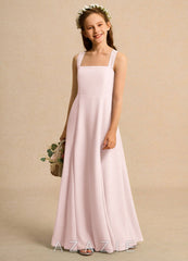 Azazie Tater Girls Formal Blushing Pink A-Line Pleated Chiffon Dress