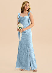 Azazie Jessamine Junior Sky Blue Mermaid Sweetheart Neckline Floral Burnout Dress sky_blue