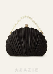 Shell-Shape Pleated Evening Clutch
