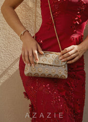 Rhinestone Sunburst Shoulder Bag gold