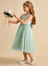 Azazie Firefly Agave A-Line Bow Matte Satin Dress
