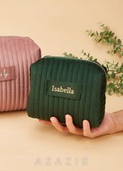 Personalized Name Makeup Bag dark_green