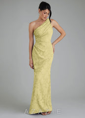 Azazie Akilah Lemon Sorbet Mermaid One Shoulder Floral Burnout Dress lemon_sorbet