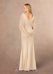 Azazie Belladonna Champagne Mermaid Scoop Pleated Mesh Dress champagne