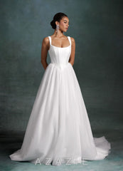 Azazie Jasmine Diamond White Ball-Gown Stretch Mikado Dress