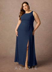 Azazie Galvan Dark Navy A-Line Sequins Chiffon Dress dark_navy