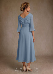 Azazie Aerynne Dusty Blue A-Line Pleated Chiffon Dress dusty_blue
