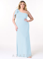 Azazie Rinna Sky Blue Mermaid One Shoulder Stretch Crepe Dress sky_blue