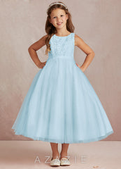 Azazie Calla Sky Blue Ball-Gown Lace Tulle Dress sky_blue