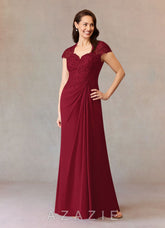 Azazie Junie Burgundy A-Line Lace Chiffon Dress
