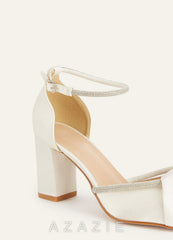 Rhinestone Strap Pointed Toe Block Heels