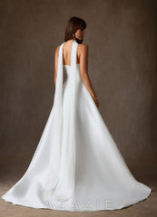 Azazie Adinah Diamond White A-Line Strapless Mikado Dress diamond_white