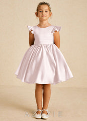 Azazie Tootsie Blushing Pink A-Line Bow Matte Satin Dress blushing_pink