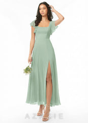 Azazie Bondi Agave A-Line Ruched Chiffon Dress