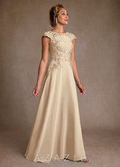 Azazie Christi Champagne A-Line Lace Chiffon Dress champagne