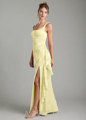 Azazie Veronica Lemon Sorbet Mermaid Pleated Floral Jacquard Burnout Dress lemon_sorbet