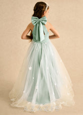 Azazie Cerra Agave A-Line Pleated Tulle Dress