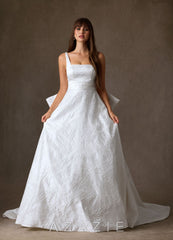 Azazie Cheyenne Diamond White A-Line with Pockets Floral Jacquard Dress