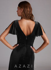 Azazie Soren Black A-Line Velvet Dress black