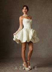 Azazie Kloe Antique White Ball-Gown Strapless Floral Jacquard Dress antique_white