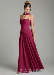 Azazie Gabriela Burgundy A-Line Corset Chiffon Dress burgundy