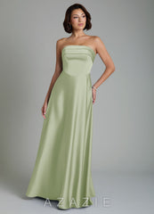 Azazie Odele Dusty Sage A-Line Strapless Stretch Satin Dress dusty_sage