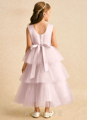 Azazie Marshmallow Blushing Pink Ball-Gown Bow Tulle Dress blushing_pink