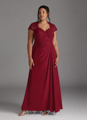 Azazie Junie Burgundy A-Line Lace Chiffon Dress burgundy