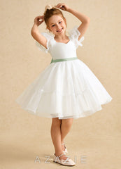 Azazie Debbie Ivory Dusty Sage Ball-Gown Sweetheart Neckline Organza Dress ivory/dusty_sage