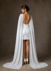 Azazie Caity Diamond White Sheath Stretch Satin Dress diamond_white