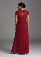 Azazie Junie Burgundy A-Line Lace Chiffon Dress burgundy