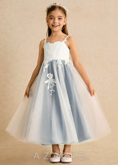 Azazie Coraline Ivory Dusty Blue A-Line Lace Dress ivory/dusty_blue