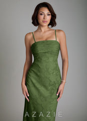 Azazie Saylor Olive Mermaid Strapless Floral Burnout Convertible Dress olive