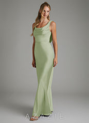 Azazie Elena Dusty Sage Mermaid Pleated Stretch Satin Dress dusty_sage