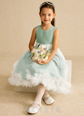 Azazie Stardust Agave A-Line Sleeveless Organza Dress agave