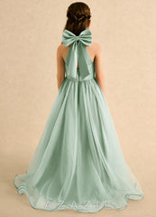 Azazie Melina Agave A-Line Pleated Tulle Dress