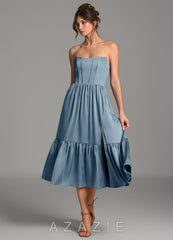 Azazie Delphina Dusty Blue A-Line Corset Stretch Satin Convertible Dress