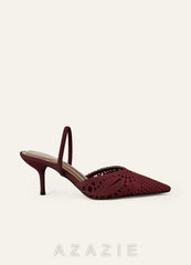 Woven Mesh Slingback Heels for Women Pointed Toe Bridal Wedding Shoes Elegant High Heels