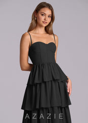 Azazie Faye Black A-Line Sweetheart Neckline Chiffon Dress black