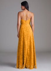 Azazie Naeem Butterscotch A-Line Sweetheart Neckline Floral Burnout Dress butterscotch