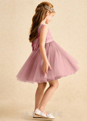 Azazie Jani Dusty Rose A-Line Bow Tulle Dress dusty_rose