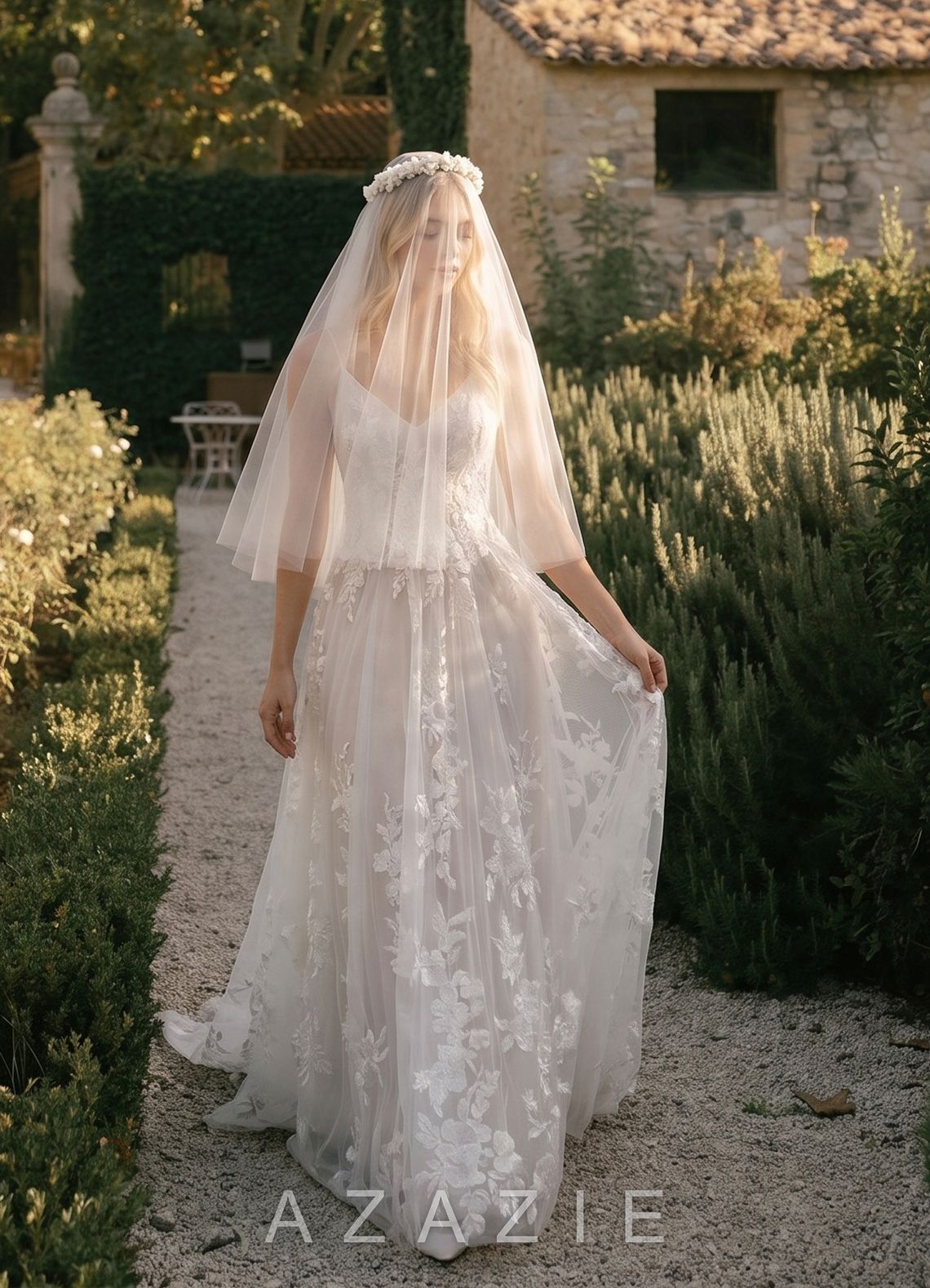 Garden Flower Crown Waist Length Veil