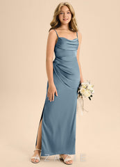 Azazie Mai Junior Dusty Blue Sheath Sweetheart Neckline Stretch Satin Dress dusty_blue