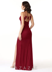 Azazie Reneya Burgundy Mermaid Bow Mesh Dress burgundy