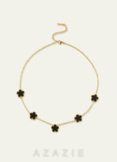 18K Gold Plated Stainless Steel Five-Leaf Clover Charm Necklace